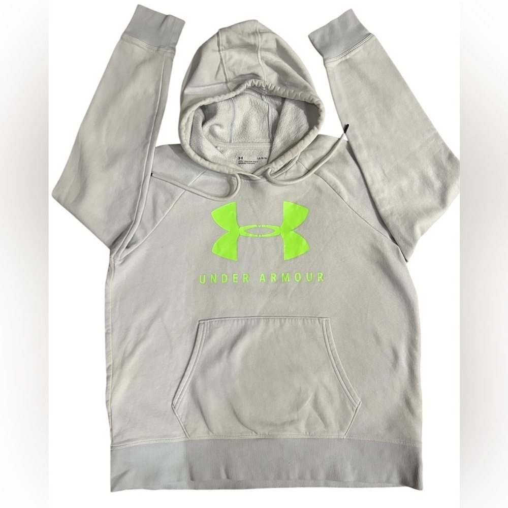 Under Armour Grey Neon Green Logo Hoodie Gymcore Blokecore Streetwear Men’s L